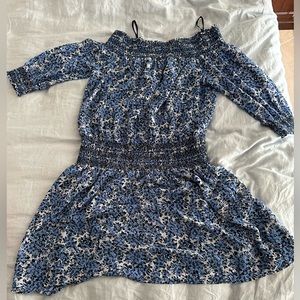 Blue & White Floral Michael Kors Peasant Dress